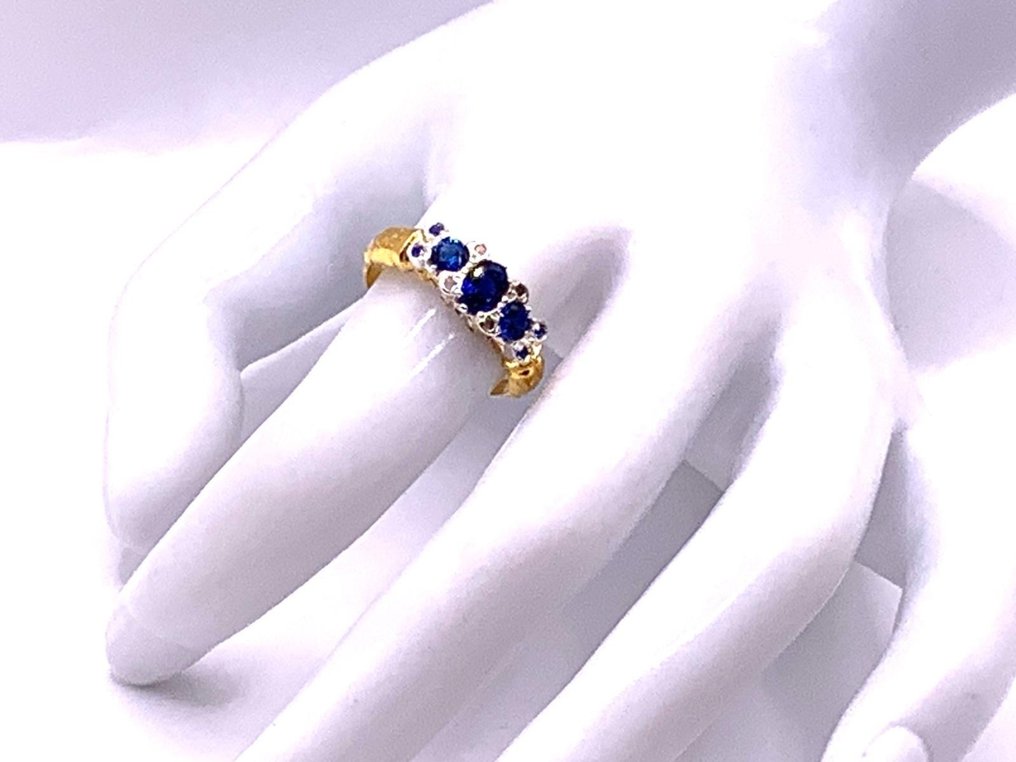 χωρίς τιμή ασφαλείας - Δαχτυλίδι αιωνιότητας - 9 kt. Κίτρινο χρυσό, Ασημί Ζαφείρι - Ζαφείρι - Diamanti #4.3