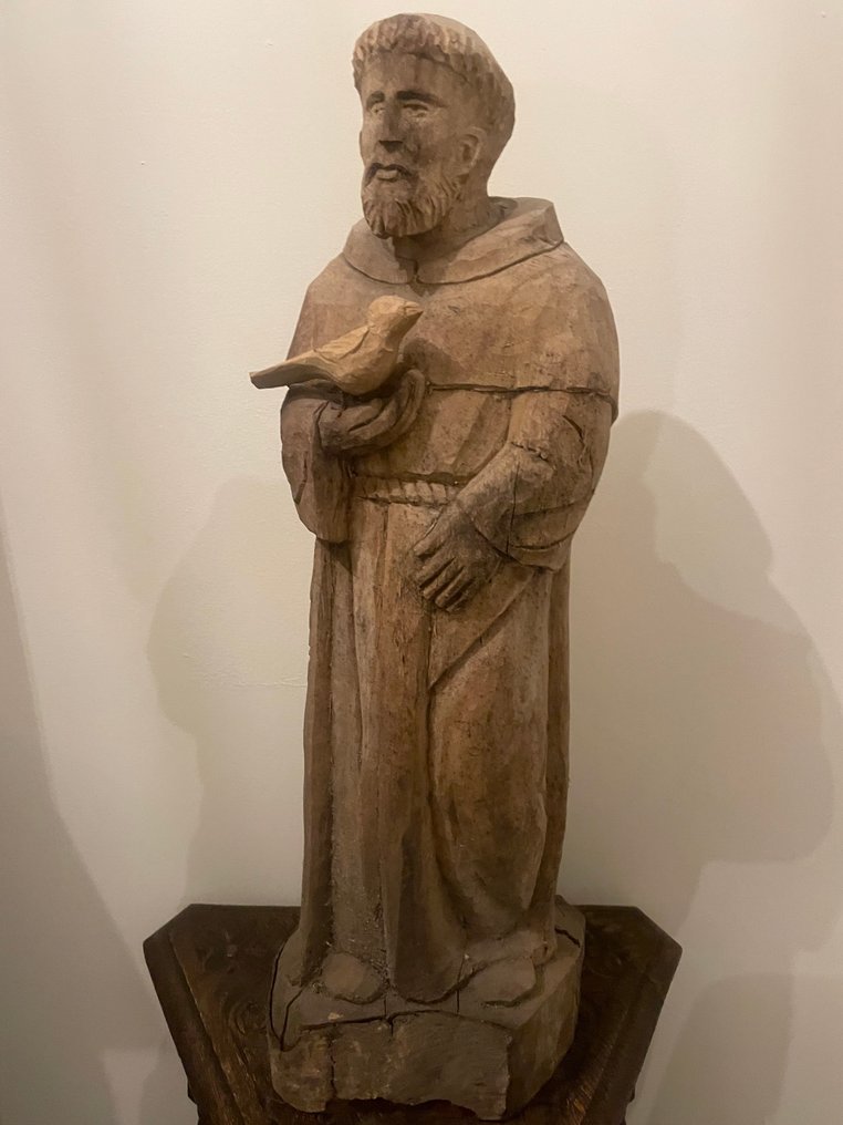 Bilde - H. Frans av Assisi - 90 cm - Tre - det tjuende århundre #1.0