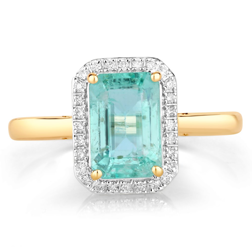 Ring - 14 karat Gulguld -  2.08ct. tw. Smaragd - Diamant #2.1