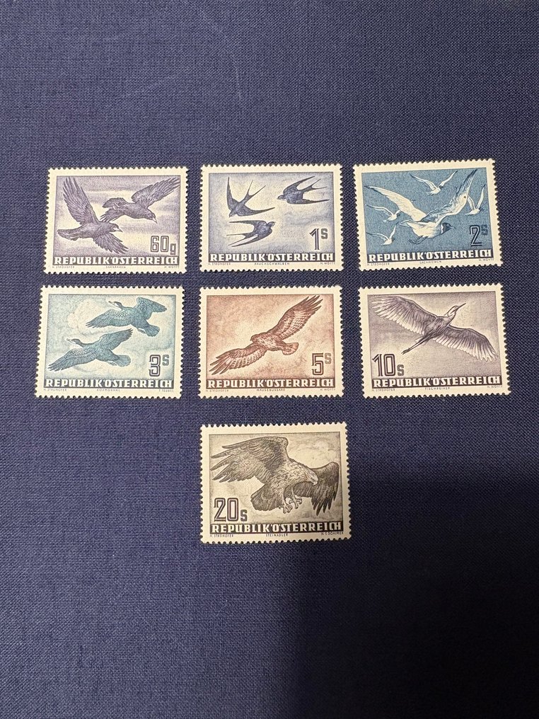 Austria 1950/1953 - Airmail series mint never hinged - 967 - 973 #1.0