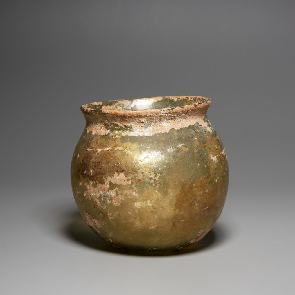 Ancient Roman Glass Flask. 1st-3rd century AD. 7.4 cm height. #1.0