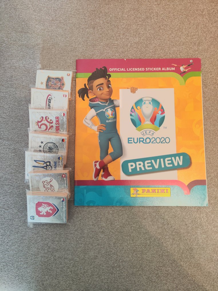 Panini Euro 2020 Preview - Ronaldo/Mbappé/Etc - 3 packs + Empty album + complete loose sticker set - Excellent (EX) #2.1