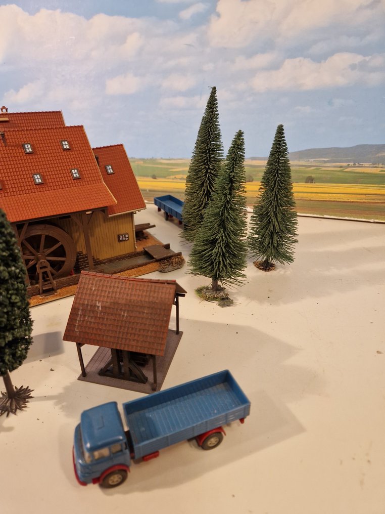 Vollmer, Wiking, Heki H0 - Byggnader till modelltåg (22) - Houtzagerij träffade motor en scenery #2.1