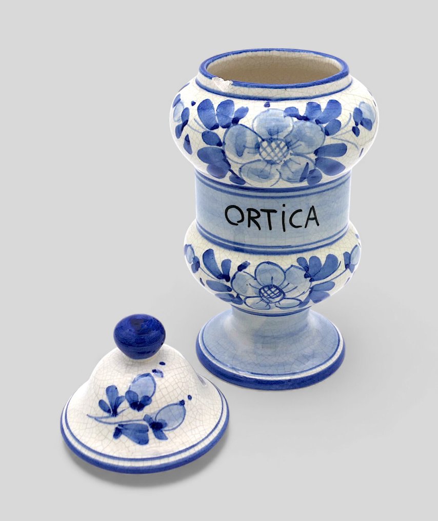 主題系列 - 古董药房阿尔巴雷利三瓶套装“荨麻、龙胆草和洋甘菊” - 彩色陶瓷 - Made in Italy - XX sec. #1.0