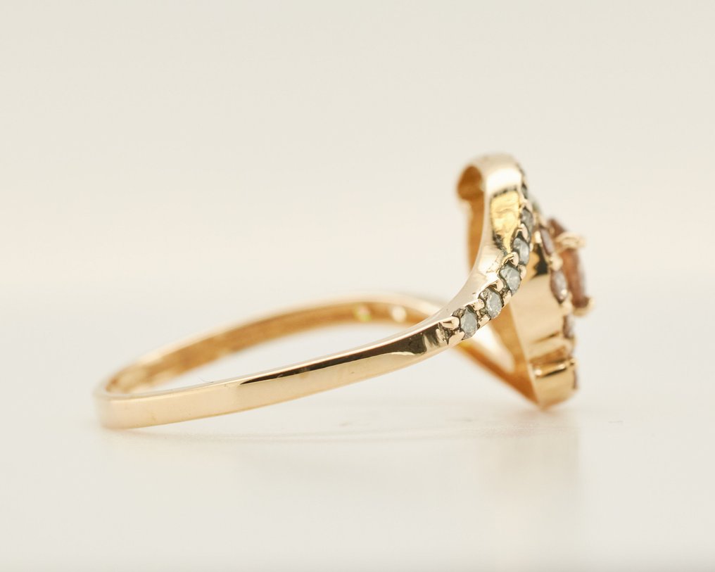 Zonder minimumprijs - Ring - 14 karaat Geel goud - 0.80ct. tw. Diamant (Natuurlijk gekleurd) #2.1