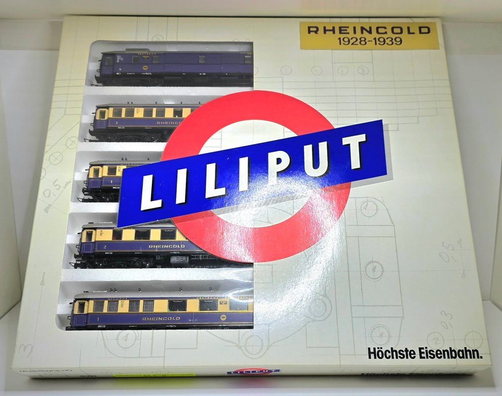 Liliput H0 - 820 - Modeltog passagervogn sæt (1) - 5-delt Rheingold-rijtuigensæt 1928-1939 - DRG #1.0