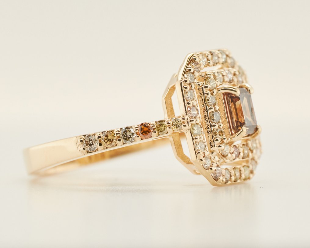 没有保留价 - 戒指 - 14K包金 黄金 -  1.05ct. tw. 钻石 (天然色彩的) #1.0