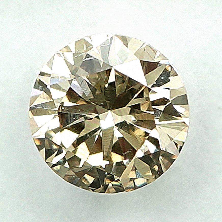 χωρίς τιμή ασφαλείας - 1 pcs Διαμάντι (Φυσικού χρώματος) - 0.59 ct - Στρογγυλό - Light Καφετί Κίτρινο - SI2 - International Gemological Institute (IGI) #2.1