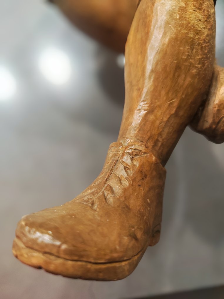 Statuetta intagliata, Tiroleanischer Bergsteiger "Kraxler" handgeschnitzt - 53 cm - Tiglio #3.2