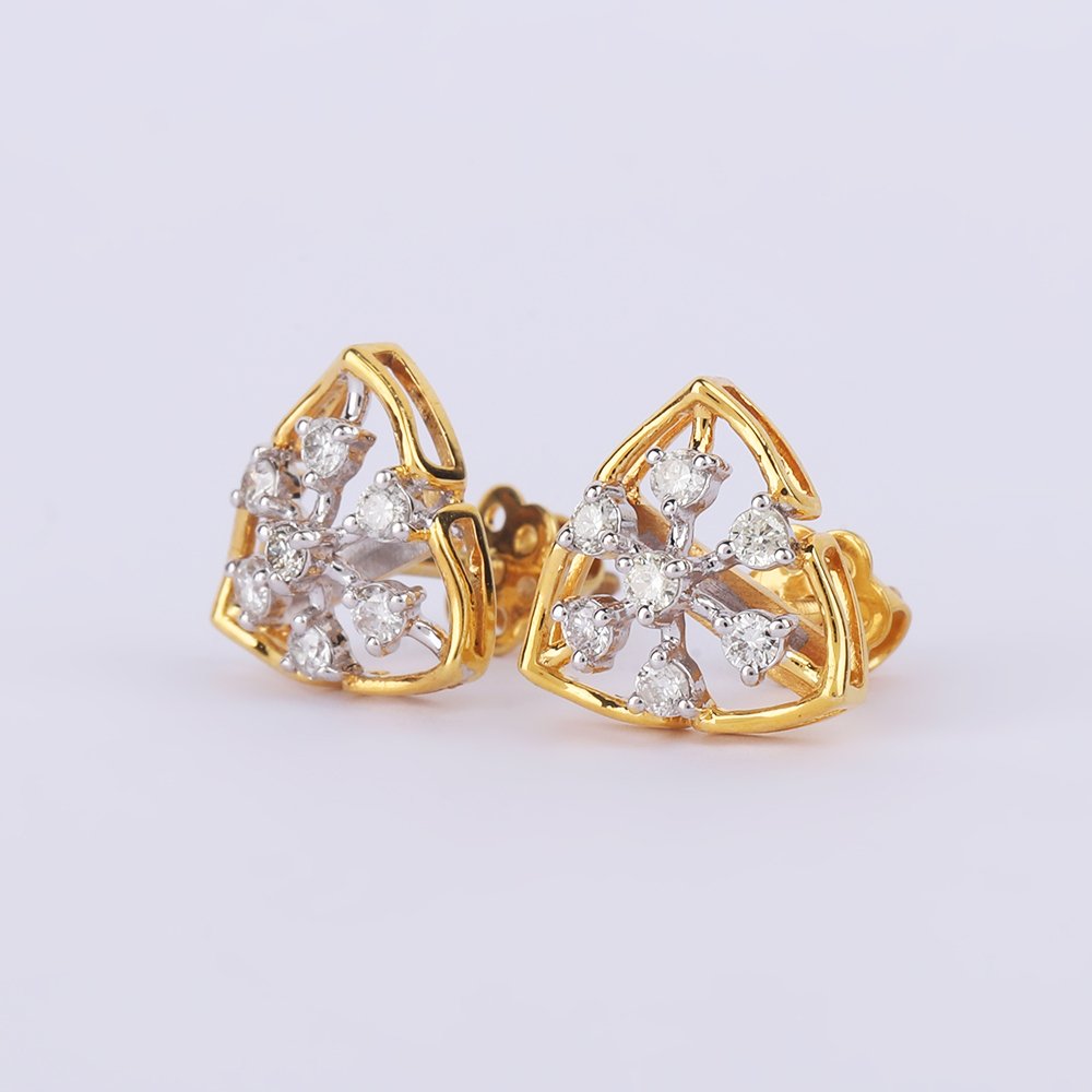 没有保留价 - 小型钉状耳环 - 14K包金 黄金 -  0.33ct. tw. 钻石 (天然) - 黄金钻石耳环 #3.2