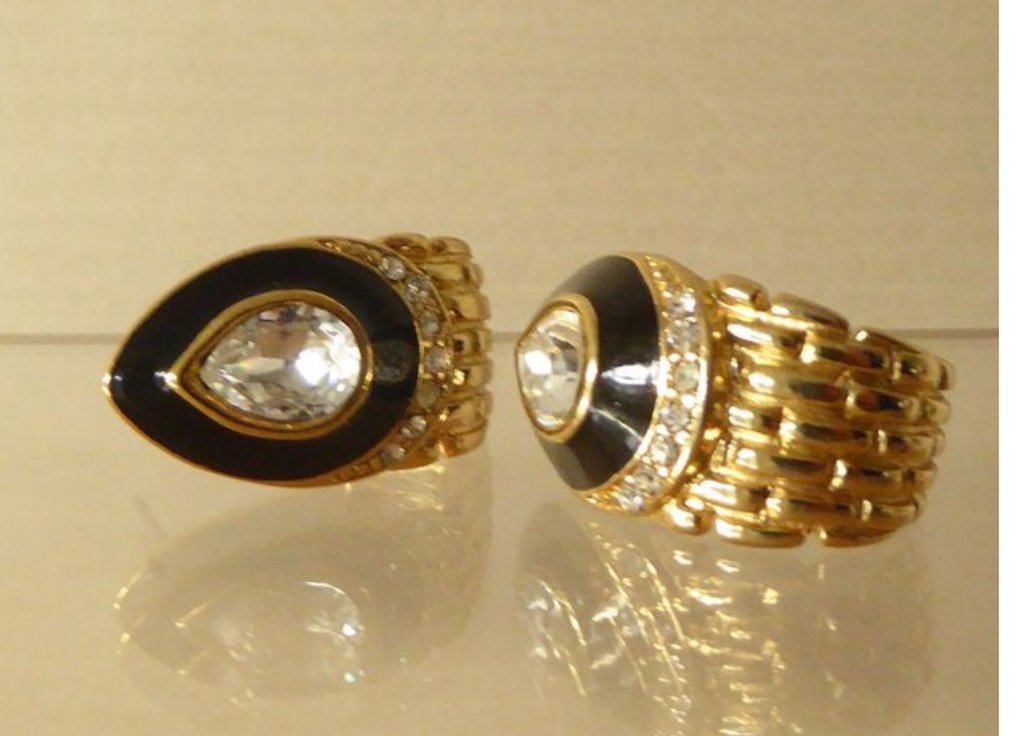 Nincs minimálár - Trifari - Koktél fülbevaló Aranyozott Szintetikus drágakő - Szintetikus drágakő #4.3