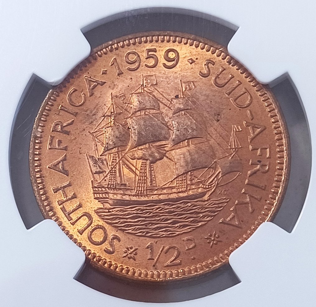 Zuid-Afrika. 1/2 Penny LOT OF 2 1959 MS63RD 1960 MS64RB  (Zonder Minimumprijs) #3.2