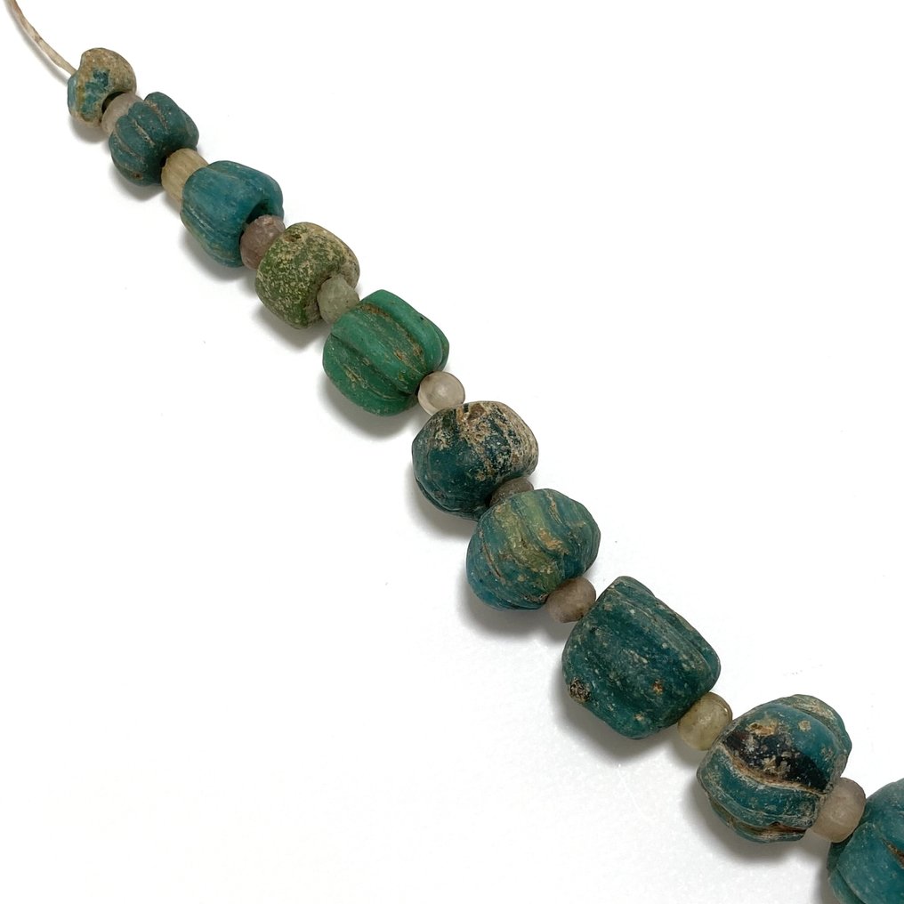 丝绸之路，美索不达米亚 古老的玻璃 项链珠子护符 - 41 cm  (没有保留价) #3.2