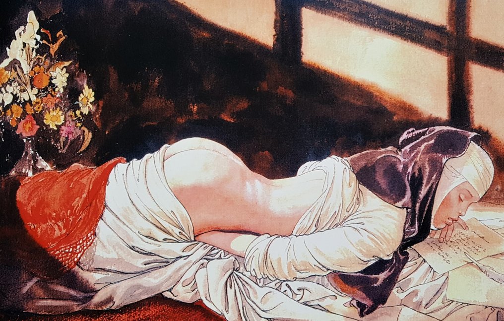 Manara, Milo - 1 Offset Print - Lettres d'une religieuse portugaise - Monaca #7 #1.0