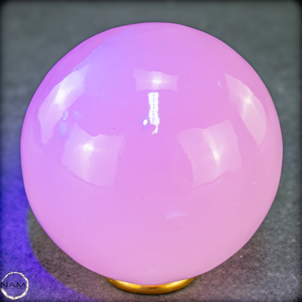 Natural Aragonite sphere in delicate pink with intense UV fluorescence- 727.19 g #4.3