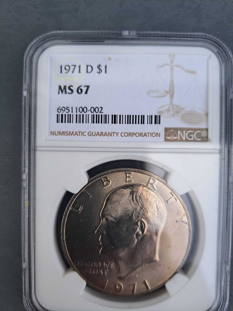 Yhdysvallat. 1 Dollar 1971-D Eisenhower. NGC MS67 #3.2