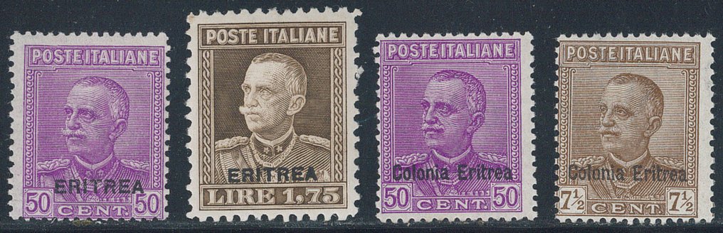 Olasz Eritrea  - Sovrastampati, teljes sorozat n. 136/137 + 142/143. #1.0