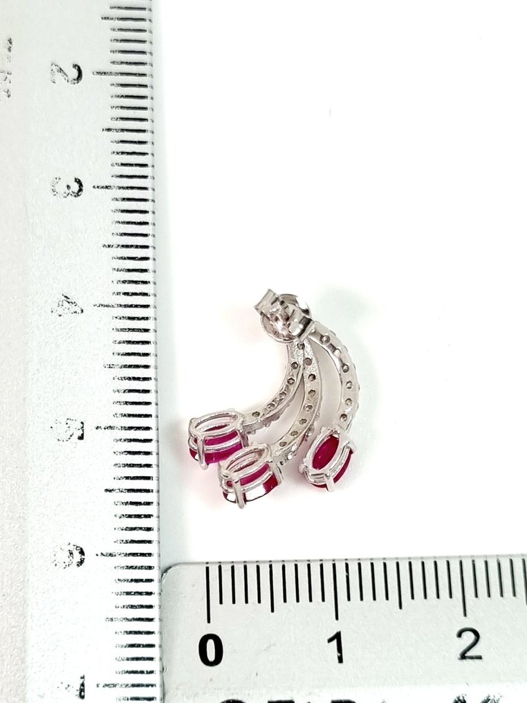 耳环 - 18K包金 白金 红宝石 - 钻石 #2.1