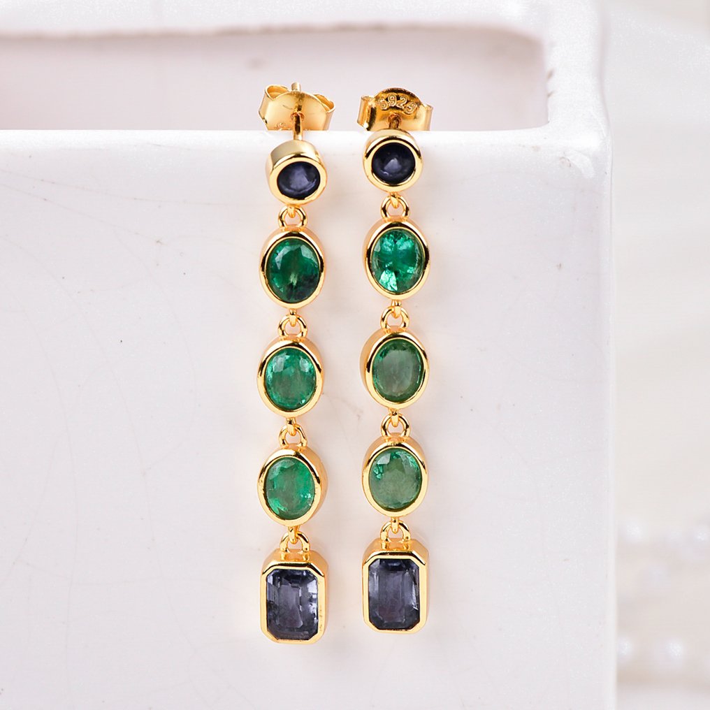 Sans Prix de Réserve - Boucles d'oreilles Argent - Gemmes mixtes - Certifié #3.2