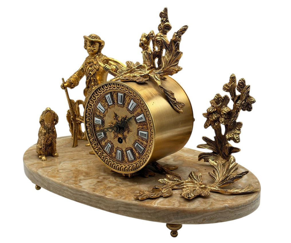 Relógio de lareira Estilo Napoleão III Bronze, Mármore - 1940-1950 #3.2