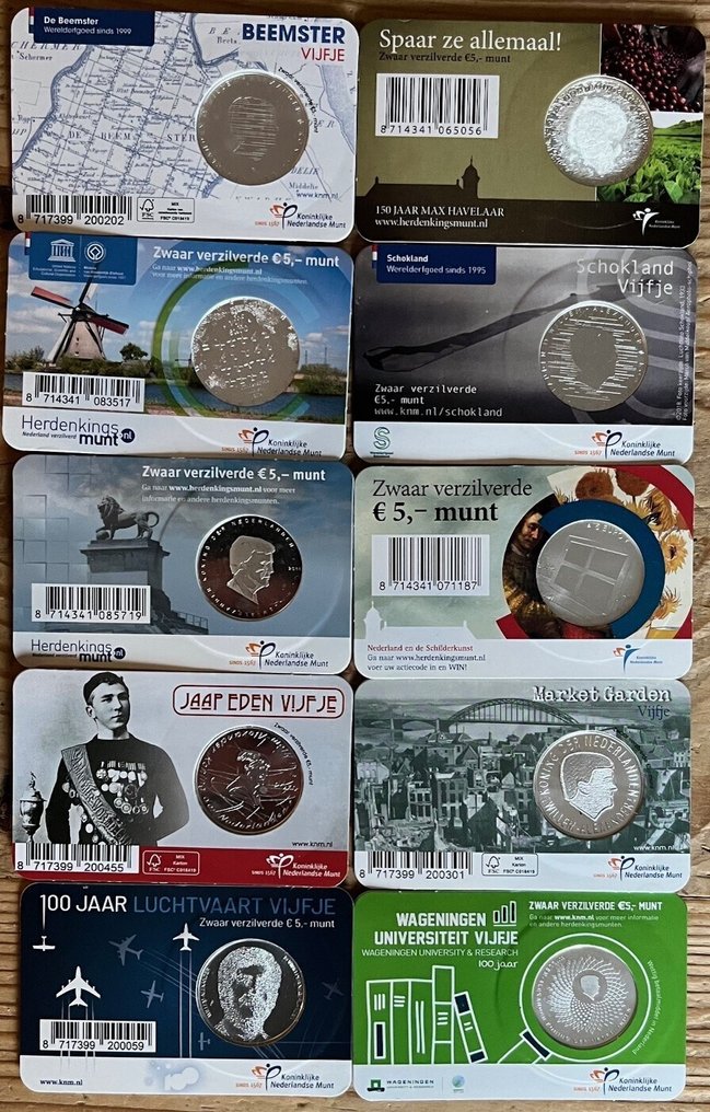 Netherlands. 5 Euro 2010/2019 (10 stuks) (No reserve price) #1.0