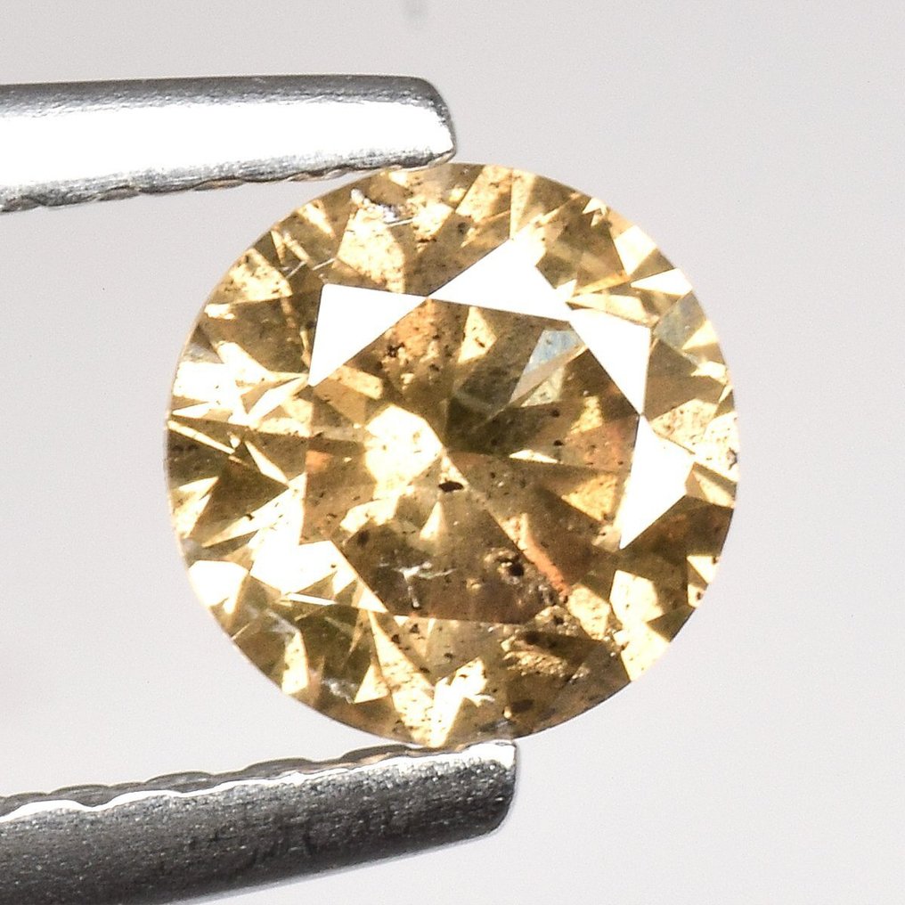 χωρίς τιμή ασφαλείας - 1 pcs Διαμάντι  (Φυσικού χρώματος)  - 0.50 ct - Στρογγυλό - Fancy Κιτρινωπό, Απαλό πορτοκαλί Καφέ - I2 - Gem Report Antwerp (GRA) #1.0