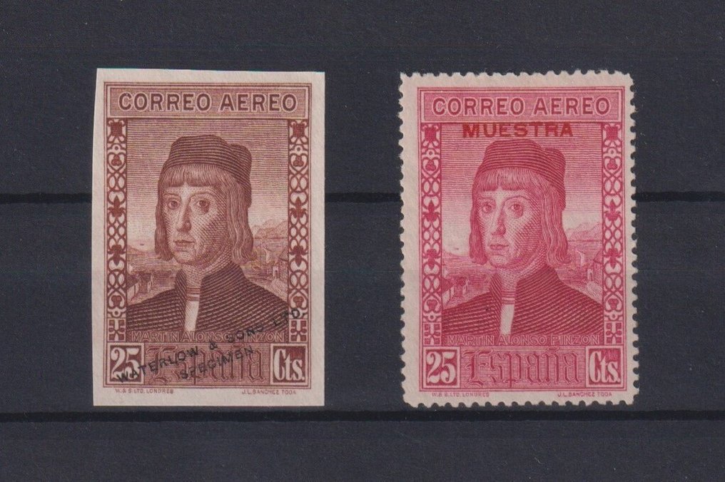 Spanien 1930 - Raro Colón-fejl i farven - uden tand. - Edifil nº 552ccs #2.1