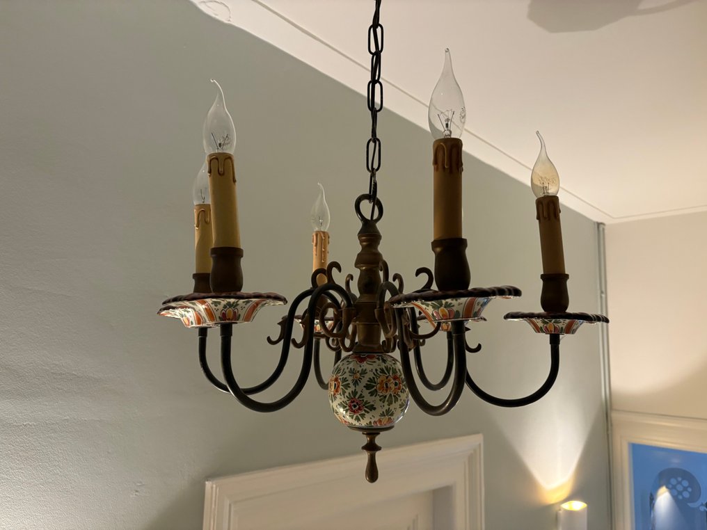 Delftse Pauw - Lamp - Gilt brass, Cast brass - Delftse Pauw chandelier #2.1