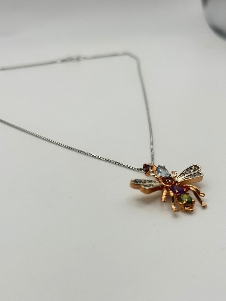 χωρίς τιμή ασφαλείας - Κολιέ με μενταγιόν Ασημί Ακουαμαρίνης - Κιτρίνης #3.2