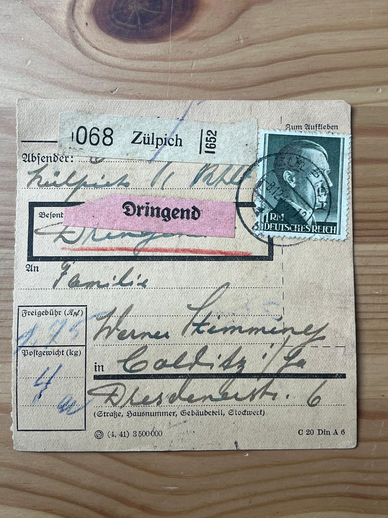 German Empire 1942/1943 - 9 package cards with high values – company and private packages, some urgently needed, completely on #3.2