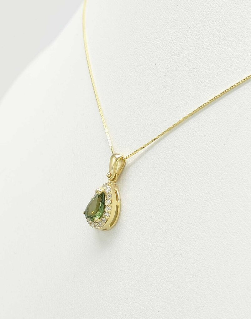 χωρίς τιμή ασφαλείας - Κολιέ με μενταγιόν - 14 καράτια Κίτρινο χρυσό Ζαφείρι - Διαμάντι #2.1