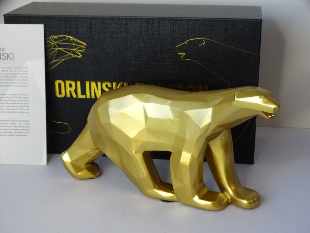 Richard Orlinski (1966) - Γλυπτό, Ours Pompon - Gold - 20 cm - Ρητίνη - 2020 #1.0