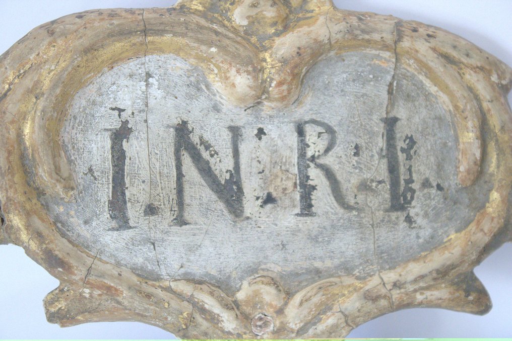 Inscription in papier-mâché of a crucifix - Sign - Paper, Cartapesta #4.3