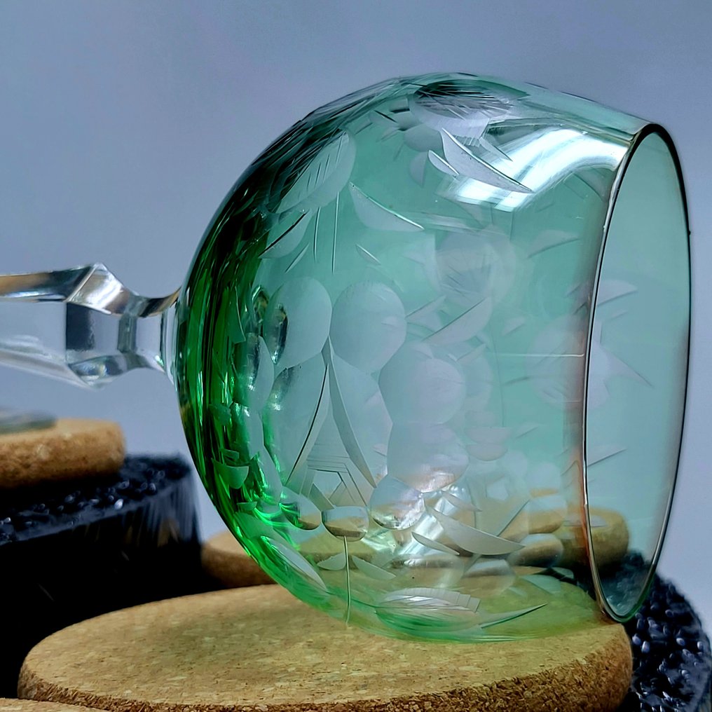 |-❥ (6) x *Edles Lausitzer Bleikristallwerke (Germany, DDR)* - Bicchiere da vino (6) - Set di bicchieri da vino Überfang, anni '50-'60, rari, soffiati a bocca e mai usati, bicchieri in - 24% cristallo di piombo, Cristallo - bicchieri di cristallo, coppa #4.3