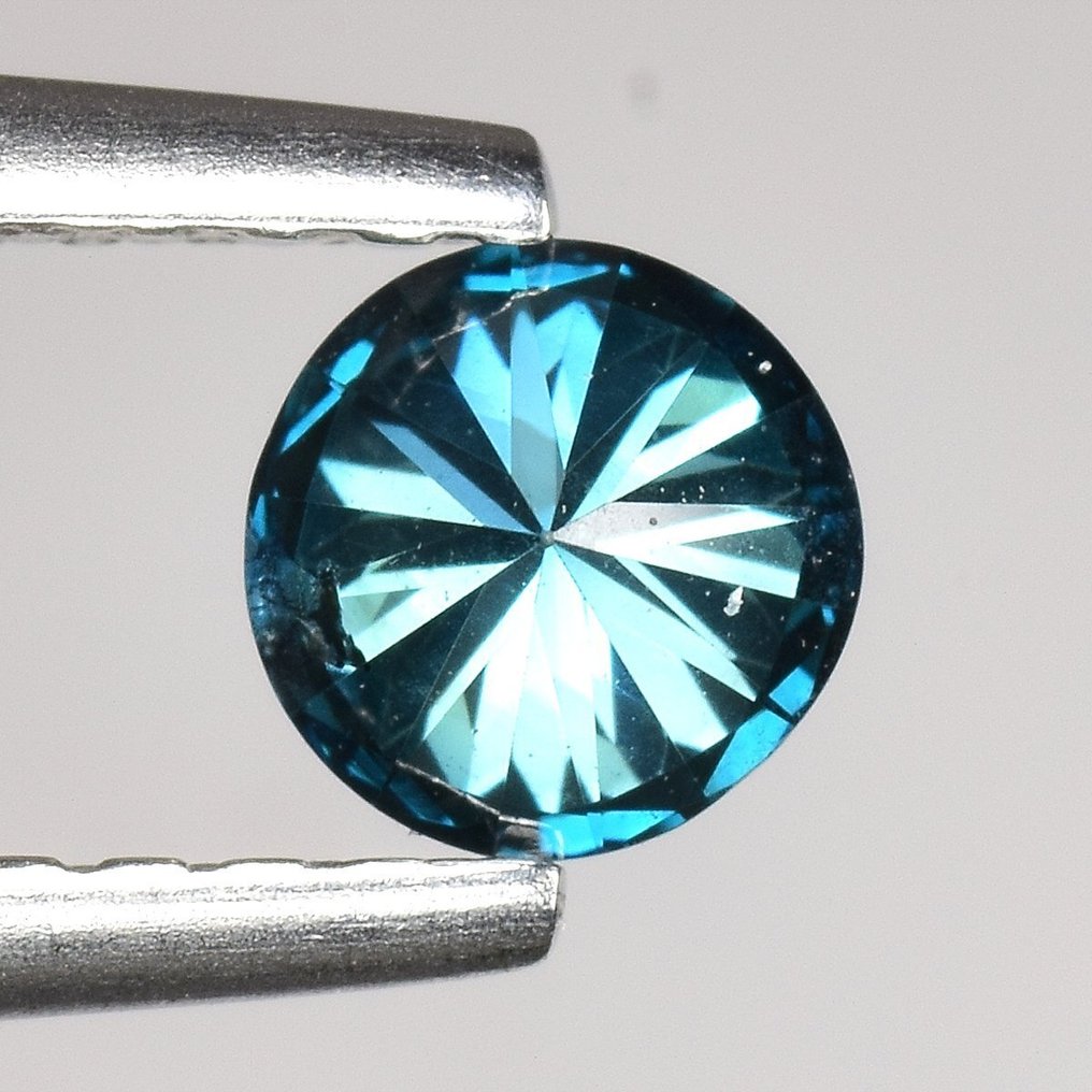 1 pcs 鑽石  (經顏色處理)  - 0.32 ct - 圓形 - Fancy deep 淡綠色 藍色 - SI2 - Gem Report Antwerp (GRA) #1.0