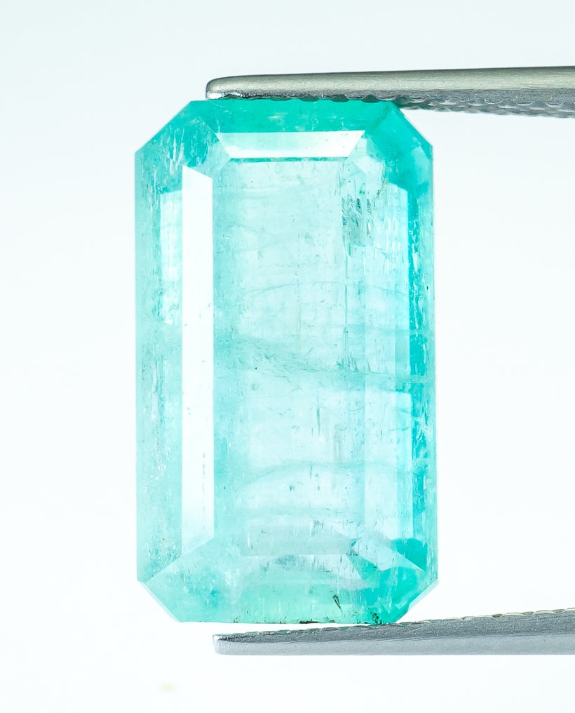 Zonder minimumprijs Smaragd  - 6.29 ct - Bellerophon Gemlab - Blauwgroen (Nigeria) #1.0
