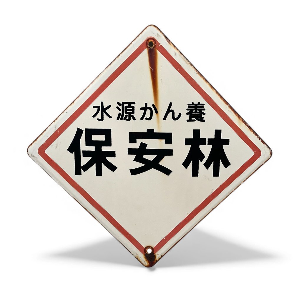 Dekorative Emaille-Werbetafel - Decoratief emaille reclamebord “Beschermd bos / waterbronbescherming” - Emailleschild - Emaille-Werbetafel - Emaille, Stahl #1.0