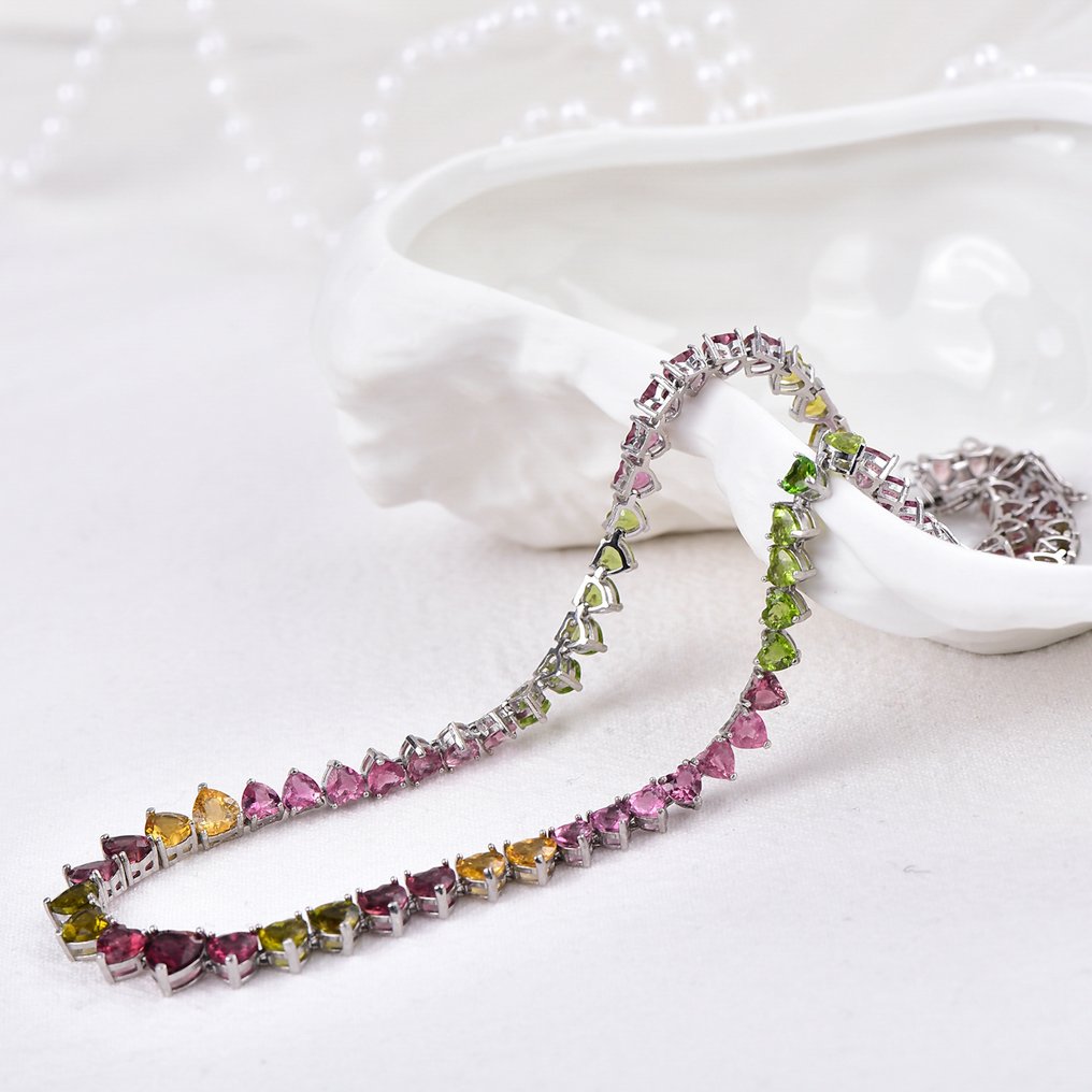 χωρίς τιμή ασφαλείας - Κολιέ Ασημί - Tourmaline - Πιστοποιημένο #4.3