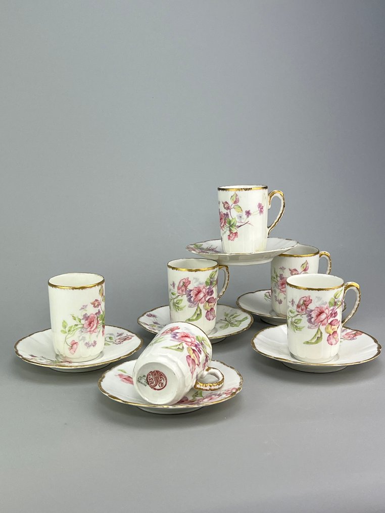 Limoges P.L. France - Coffee set for 6 (12) - Porcelain #1.0