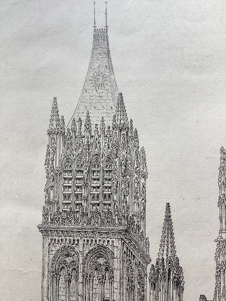 France - Rouen; John Coney (1786-1833) - Palais de Justice Rouen & Cathedral Rouen - West Front (2) - 1821-1850 #4.3