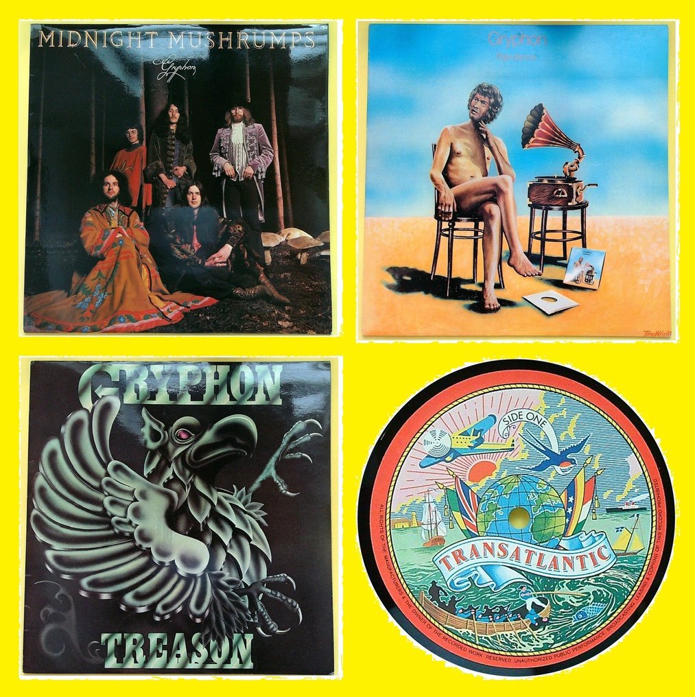 Gryphon - 1. Midnight Mushrumps 2. Raindance 3. Treason - Multiple titles - LP Albums (multiple items) - 1st Pressing - 1974 #1.0
