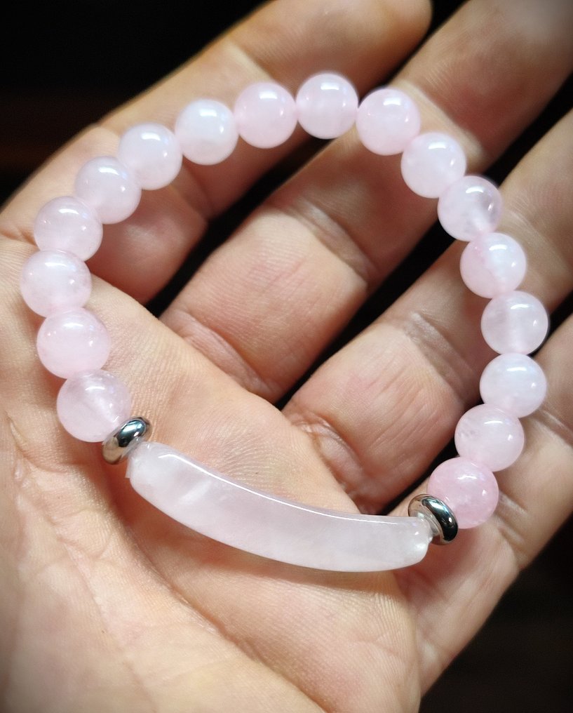 优质美丽的玫瑰石英手链,礼盒包装,免费送货 - 手镯 #3.2