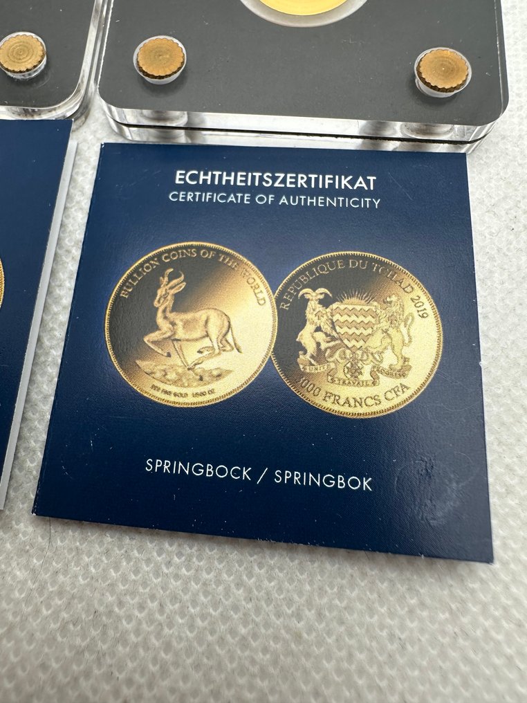 Chad. 3000 Francs ND 2x Springbock , 2x1/500 Oz, oro (.999)  (No reserve price) #2.1
