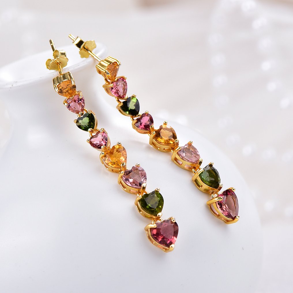 Sans Prix de Réserve - Boucles d'oreilles Argent - Tourmaline - Certifié #4.3