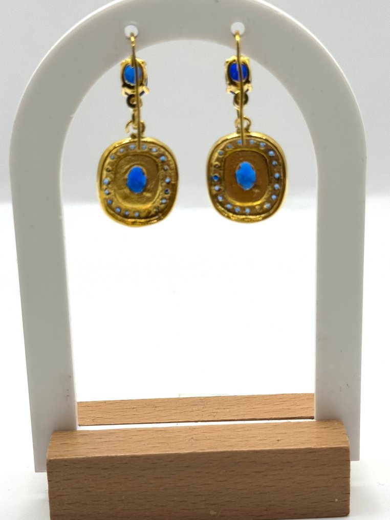 χωρίς τιμή ασφαλείας - Βραδινά σκουλαρίκια - 9 kt. Κίτρινο χρυσό, Ασημί Ζαφείρι - Ζαφείρι - Diamanti #4.3