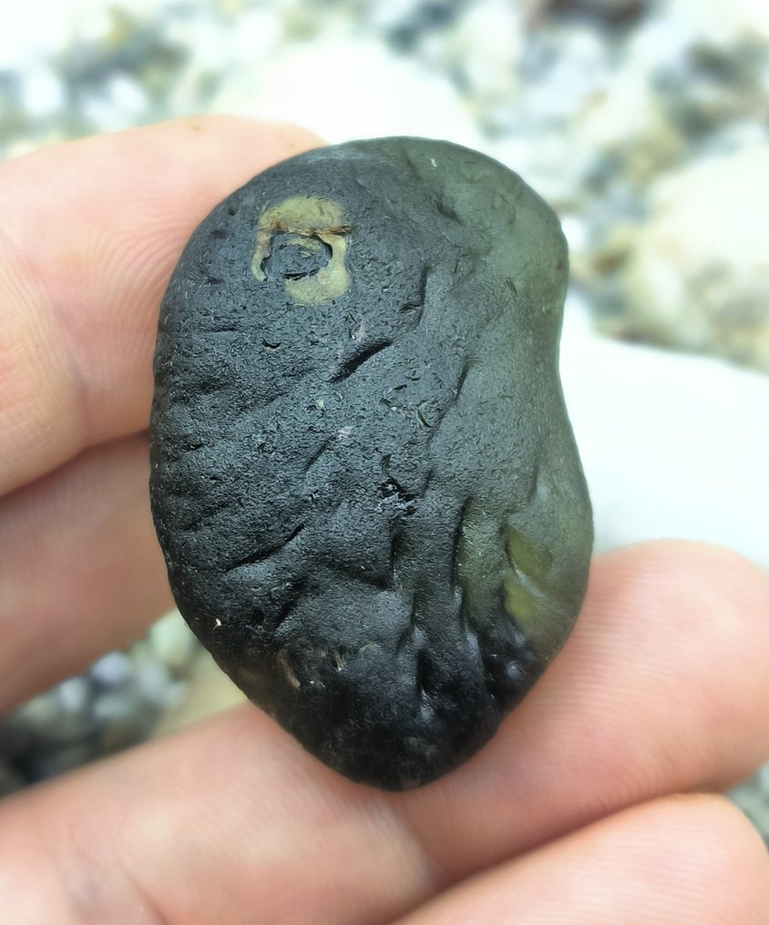 Moldavite - from Radomilice, South Bohemia - Height: 41 mm - Width: 26 mm - 16.3 g #1.0