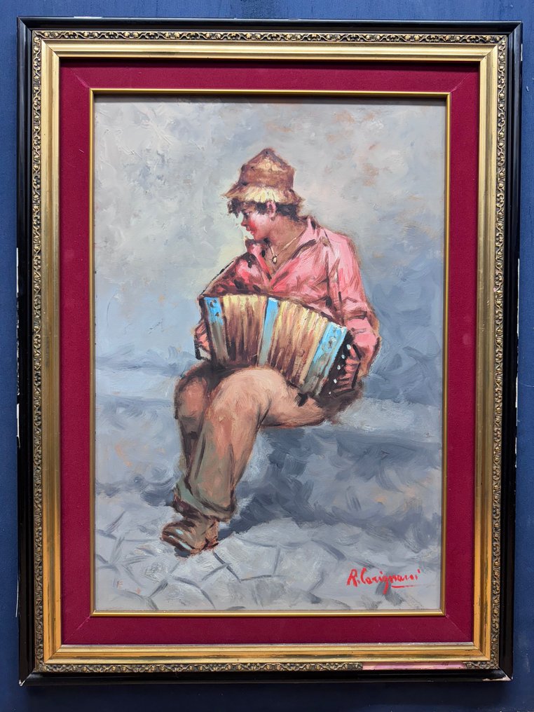 Roberto Carignani (1894-1975) - Scugnizzo con fisarmonica #1.0