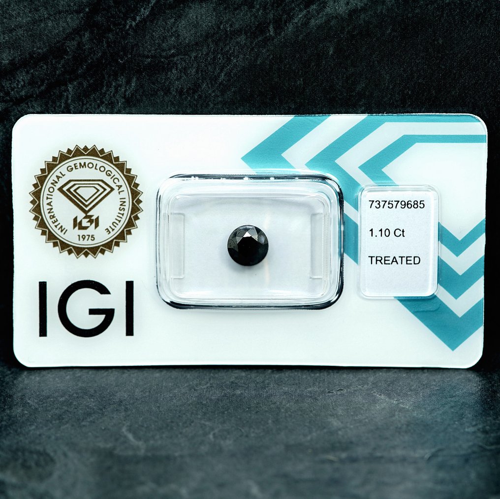 Sin precio de reserva - 1 pcs Diamante  (Color tratado)  - 1.10 ct - Redondo - No especificado en el informe de laboratorio - International Gemological Institute (IGI) #1.0