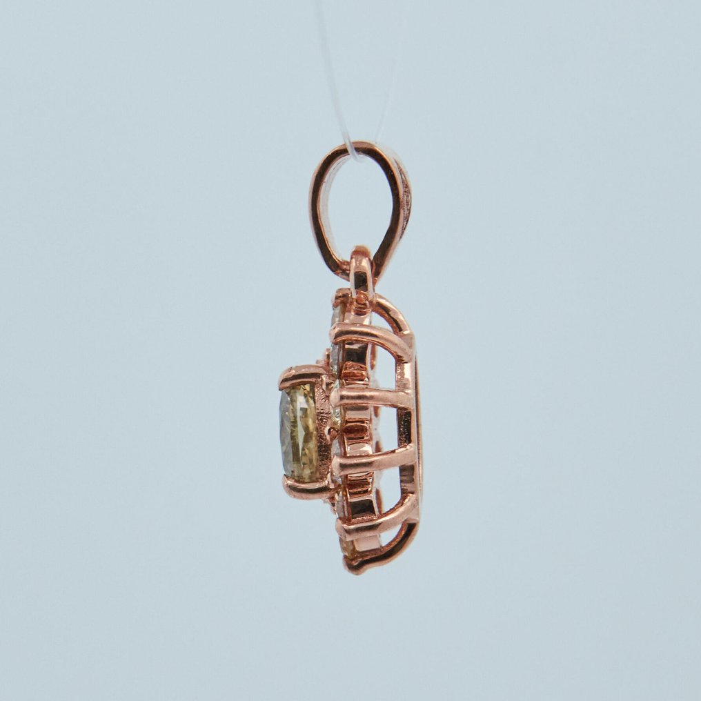 没有保留价 - 吊坠 - 14K包金 玫瑰金 -  0.45ct. tw. 钻石 (天然色彩的) #4.3