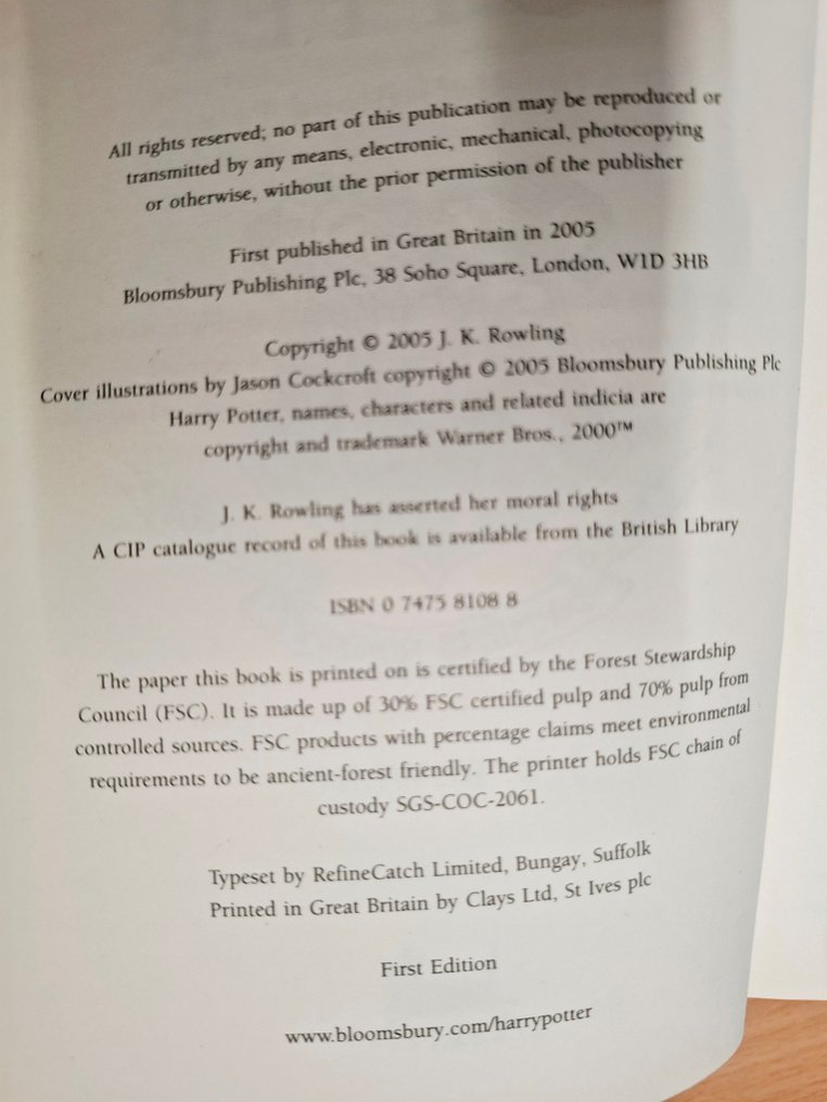 J. K. Rowling - Harry Potter and the half blood Prince (misprint page 99), Harry Potter and the deathly hallows - 2005-2007 #4.3